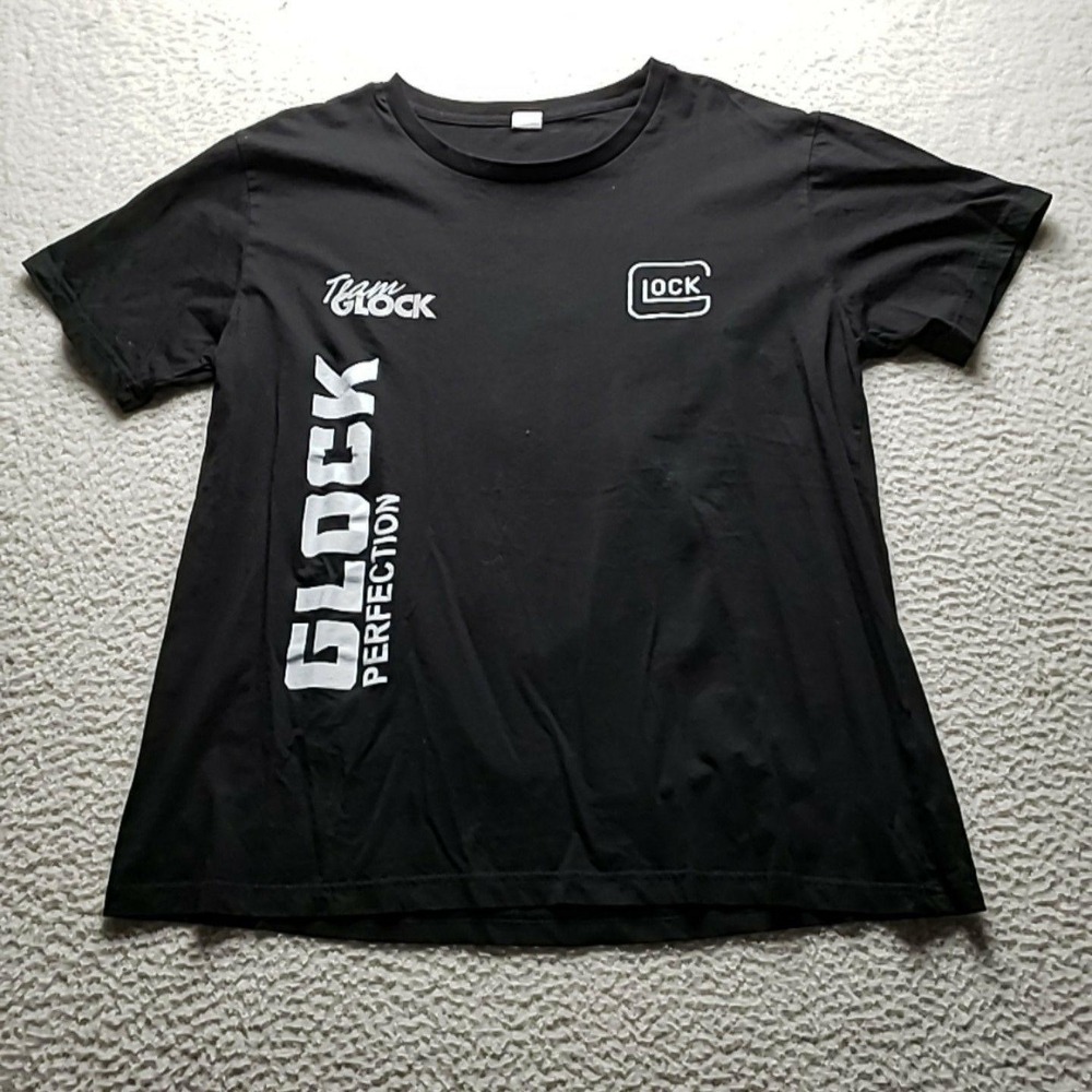 GLOCK Shirt Mens XL Black Team Glock Perfection Double Sided Shooting Tee